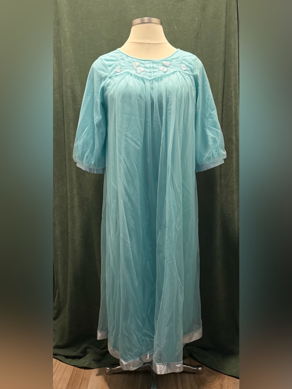 Women’s Light Blue Long Nightgown - Soft Flowing Sleepwear